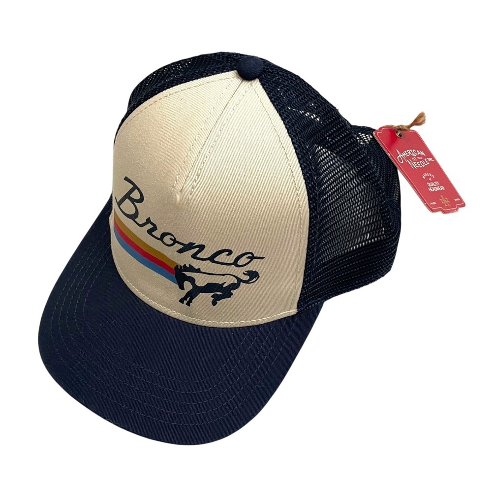 NEW Ford Bronco American Needle Trucker Hat Blue OS Retro Stripe Snapback Cap